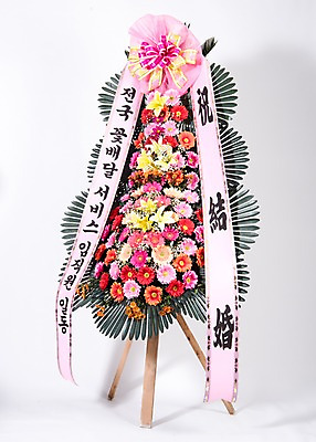 포토 JPG 스튜디오촬영 꽃 리본 결혼 실내 사람없음 컬러풀 기쁨 축하 오브젝트 흰배경 감사 축하화환 국내포토 식물 감정 컬러 백그라운드 컨셉 이벤트 내부 화환 흰색 파일형식