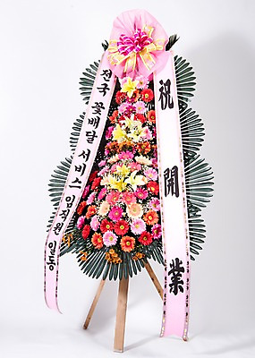 포토 JPG 스튜디오촬영 꽃 리본 실내 사람없음 컬러풀 기쁨 축하 오브젝트 흰배경 감사 개업 축하화환 국내포토 식물 감정 컬러 백그라운드 컨셉 내부 화환 흰색 파일형식