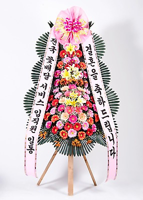 포토 JPG 스튜디오촬영 꽃 리본 결혼 실내 사람없음 컬러풀 기쁨 축하 오브젝트 흰배경 감사 축하화환 국내포토 식물 감정 컬러 백그라운드 컨셉 이벤트 내부 화환 흰색 파일형식