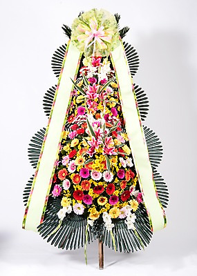 포토 JPG 스튜디오촬영 꽃 리본 프레임 실내 사람없음 컬러풀 기쁨 축하 오브젝트 흰배경 감사 축하화환 국내포토 식물 감정 컬러 백그라운드 컨셉 내부 화환 흰색 파일형식