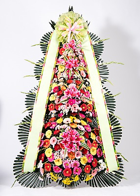 포토 JPG 스튜디오촬영 꽃 리본 프레임 실내 사람없음 컬러풀 기쁨 축하 오브젝트 흰배경 감사 축하화환 국내포토 식물 감정 컬러 백그라운드 컨셉 내부 화환 흰색 파일형식