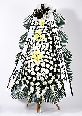 포토 JPG 스튜디오촬영 꽃 리본 실내 사람없음 오브젝트 흰배경 위로 장례 근조 근조화환 국내포토 식물 백그라운드 내부 화환 흰색 파일형식