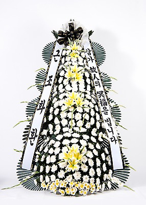 포토 JPG 스튜디오촬영 꽃 리본 실내 사람없음 오브젝트 흰배경 위로 장례 근조 근조화환 국내포토 식물 백그라운드 내부 화환 흰색 파일형식