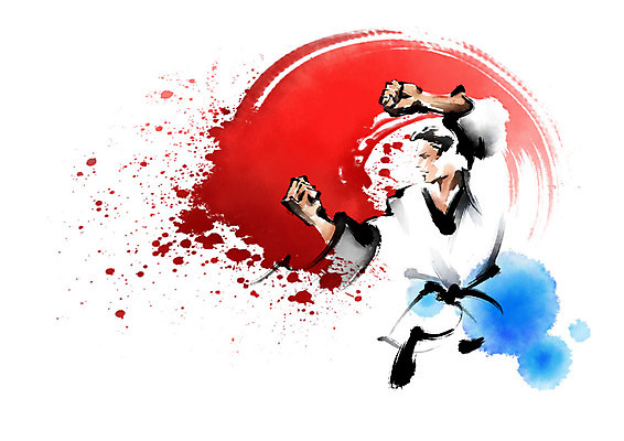 PSD 남자 일러스트 캘리그라피 모션 붓터치 한명 사람 상반신 성인 빨간색 파란색 주먹 무도 번짐 무술인 성인남자한명만 국내일러스트 1 스포츠 컬러 남자한명만 성인남자만 파일형식 효과