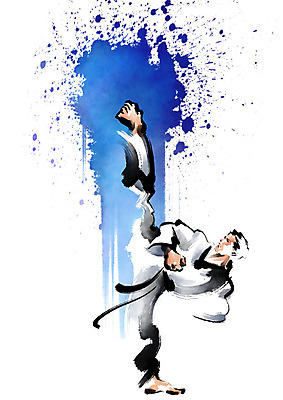 전신 PSD 남자 일러스트 캘리그라피 모션 붓터치 한명 사람 성인 파란색 무도 킥 번짐 무술인 성인남자한명만 국내일러스트 1 스포츠 컬러 남자한명만 성인남자만 파일형식 효과