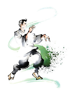 전신 PSD 남자 일러스트 캘리그라피 모션 붓터치 한명 사람 성인 초록색 무도 무술인 성인남자한명만 국내일러스트 1 스포츠 컬러 남자한명만 성인남자만 파일형식