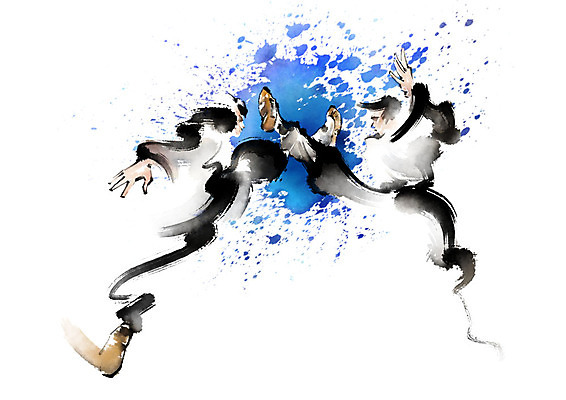 전신 PSD 남자 일러스트 캘리그라피 붓터치 사람 성인 두명 파란색 경쟁 무도 킥 번짐 맞대결 무술인 성인남자만 국내일러스트 스포츠 컬러 컨셉 모션 남자만 성인만 파일형식 효과