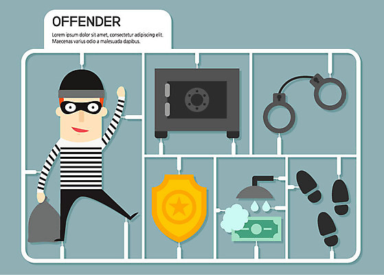 전신 남자 일러스트 한명 사람 성인 발자국 범죄인 도둑 수갑 금고 배지 변장 돈세탁 성인남자한명만 국내일러스트 AI파일 1 자국 범죄 남자한명만 성인남자만 파일형식 벡터