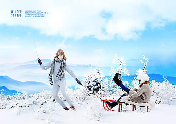 전신 PSD 서양인 외국인 구름 편집이미지 커플 여자 남자 여행 겨울 하늘 눈꽃 사람 앉기 20대 성인 두명 옆모습 파란색 설원 낭만 추위 당기기 겨울여행 즐거움 썰매 겨울산 성인만 이미지편집 자연요소 계절 감정 뷰포인트 컬러 컨셉 관계 모션 산 눈_날씨 인종 청년 파일형식