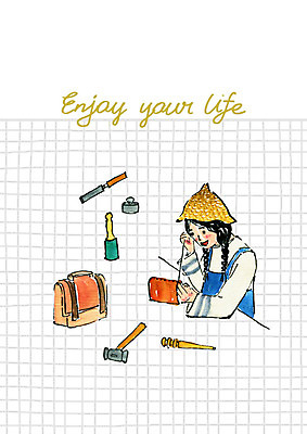 PSD 라이프스타일 여자 행복 가방 일러스트 붓터치 수채화 한명 사람 상반신 성인 취미 도구 망치 바느질 즐거움 가죽공예 성인여자한명만 소확행 국내일러스트 1 잡화 감정 생활 공구 공예 신조어 여자한명만 성인여자만 파일형식