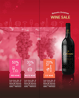 PSD 템플릿 표지디자인 북디자인 출판디자인 내지 리플렛 크리스마스 2단접지 북커버 포도 팜플렛 사람없음 빨간색 세일 와인 로맨틱 눈송이 와인병 쿠폰 와인통 할인쿠폰 이미지템플릿 기념일 컬러 컨셉 과일 병_용기 주류 눈_날씨 파일형식
