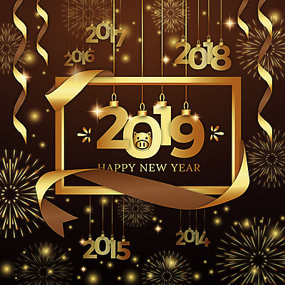 전통 리본 얼굴 백그라운드 일러스트 불꽃 새해 불꽃놀이 사람없음 전통문양 축제 금색 돼지 화려 연도 해피뉴이어 2019년 기해년 국내일러스트 AI파일 돼지의해 문양 컬러 컨셉 포유류 놀이 불 신체부위 새해인사 돼지띠 파일형식 벡터