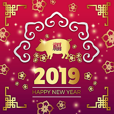 한마리 전통 꽃 분홍색 백그라운드 일러스트 새해 사람없음 빨간색 전통문양 축제 금색 돼지 복 화려 해피뉴이어 2019년 기해년 국내일러스트 AI파일 돼지의해 식물 1 문양 컬러 컨셉 포유류 한자 새해인사 돼지띠 연도 파일형식 벡터