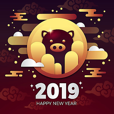 구름 한마리 전통 백그라운드 일러스트 새해 사람없음 갈색 전통문양 축제 금색 돼지 화려 해피뉴이어 2019년 기해년 국내일러스트 AI파일 돼지의해 자연요소 1 문양 컬러 컨셉 포유류 새해인사 돼지띠 연도 파일형식 벡터