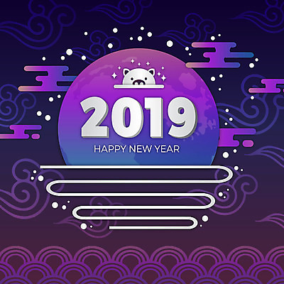 구름 전통 백그라운드 일러스트 새해 사람없음 전통문양 보라색 축제 달 돼지 화려 해피뉴이어 2019년 기해년 국내일러스트 AI파일 돼지의해 자연요소 문양 컬러 컨셉 포유류 새해인사 돼지띠 연도 파일형식 벡터