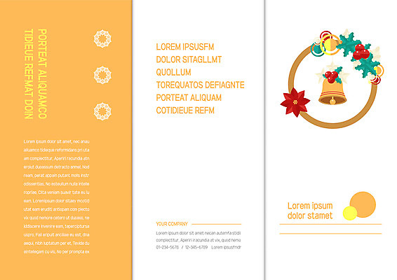 템플릿 표지디자인 북디자인 출판디자인 표지 리플렛 크리스마스 북커버 3단접지 팜플렛 사람없음 장식 노란색 크리스마스종 오너먼트 크리스마스리스 이미지템플릿 AI파일 기념일 컬러 크리스마스장식 화환 종 파일형식 벡터