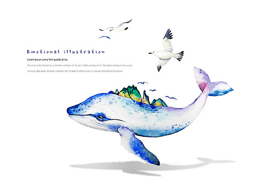 PSD 동물 섬 여러마리 일러스트 포유류 갈매기 수채화 따뜻함 사람없음 파란색 귀여움 수영 고래 감성 독도 국내일러스트 컬러 다수 컨셉 조류 한국 수중동물 수상스포츠 파일형식