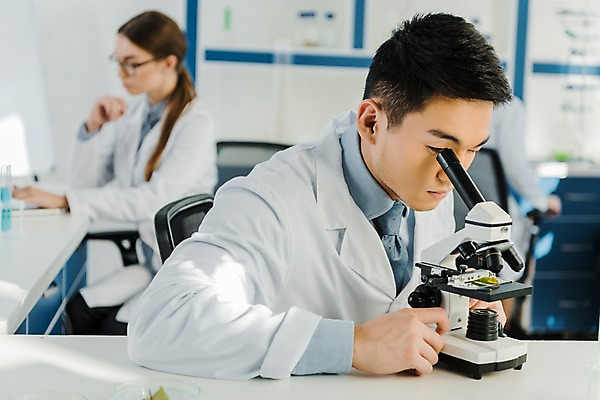 포토 JPG 서양인 외국인 응시 여자 남자 잎 실내 현미경 실험 사람 앉기 동양인 상반신 20대 성인 옆모습 뒷모습 세명 관찰 잡기 실험복 연구실 생명공학 연구원 집중 체코 안경낌 국내포토 식물 직업 시선 유럽 안경 뷰포인트 컨셉 의학 모션 실험기구 인종 청년 내부 가운 파일형식