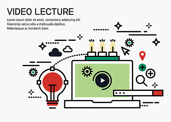 구름 일러스트 비즈니스 전구 돋보기 사람없음 노트북 빛 플랫 스마트 동영상 검색창 온라인강의 국내일러스트 AI파일 자연요소 컨셉 전자제품 강의 파일형식 벡터 언택트