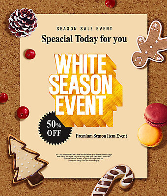PSD 편집이미지 크리스마스 겨울 디저트 이벤트 사람없음 갈색 세일 쿠키 빈티지 솔방울 마카롱 반값 시즌상품 진저맨 홀리데이 프로모션 이미지편집 계절 기념일 음식 컬러 컨셉 휴가 상품 진저쿠키 파일형식