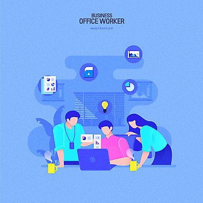 여자 남자 일러스트 회사 비즈니스 전구 회의 그래프 사람 상반신 성인 세명 파란색 노트북 사무실 직장인 비즈니스맨 비즈니스우먼 얼굴없음 성인만 국내일러스트 AI파일 직업 컬러 전자제품 파일형식 벡터