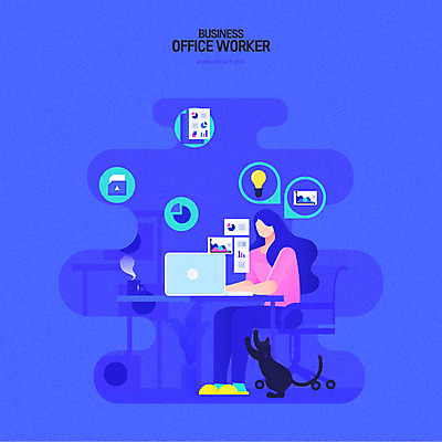 전신 여자 의자 일러스트 비즈니스 전구 그래프 주택 한명 사람 앉기 성인 파란색 노트북 반려동물 컴퓨터 고양이 업무 작업 직장인 비즈니스우먼 책상 문서 프리랜서 얼굴없음 성인여자한명만 디지털노마드 국내일러스트 AI파일 동물 직업 1 컬러 가구 포유류 모션 정보기술 건물 전자제품 여자한명만 성인여자만 파일형식 벡터