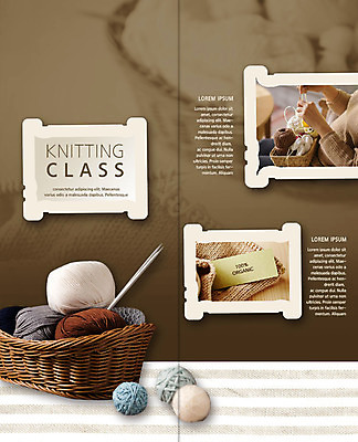 PSD 템플릿 표지디자인 북디자인 출판디자인 여자 내지 리플렛 2단접지 한명 사람 앉기 팜플렛 상반신 성인 갈색 바구니 뜨개질 털실 대바늘 성인여자한명만 이미지템플릿 1 컬러 모션 취미 실 여자한명만 성인여자만 파일형식