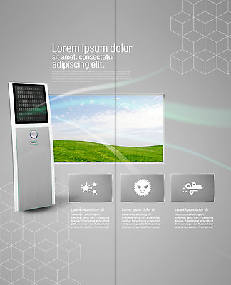 PSD 템플릿 표지디자인 북디자인 출판디자인 내지 리플렛 2단접지 하늘 바람 팜플렛 초원 사람없음 회색 입체 공기청정기 이미지템플릿 자연요소 컬러 날씨 가전제품 파일형식