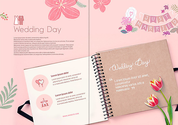 PSD 템플릿 표지디자인 북디자인 출판디자인 꽃 내지 리플렛 분홍색 결혼 북커버 결혼식 팜플렛 사람없음 공책 스프링노트 가랜드 이미지템플릿 식물 컬러 문구용품 이벤트 파티용품 파일형식