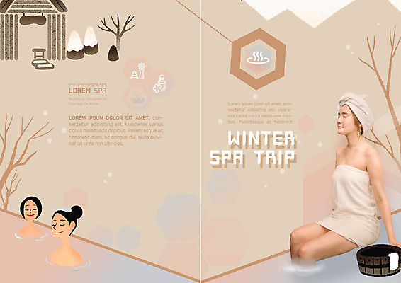 PSD 템플릿 표지디자인 북디자인 출판디자인 여자 표지 리플렛 겨울 북커버 사람 팜플렛 상반신 성인 세명 수건 온천 스파 한국인 온천여행 성인여자만 이미지템플릿 계절 여행 동양인 위생용품 여자만 성인만 파일형식