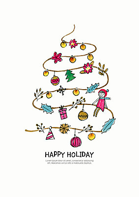 PSD 여자 꽃 행복 별 크리스마스장식 크리스마스 일러스트 전구 나뭇잎 조명 수채화 한명 장식 선물상자 컬러풀 크리스마스트리 오너먼트 국내일러스트 자연요소 식물 1 기념일 감정 컬러 잎 선물 사람 상자 파일형식