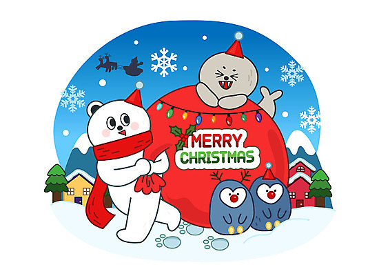 나무 캐릭터 동물캐릭터 크리스마스 겨울 일러스트 전구 주택 따뜻함 사람없음 마을 눈 눈송이 발자국 물개 즐거움 보따리 펭귄 북극곰 눈덮임 국내일러스트 일러캐릭터 AI파일 자연요소 식물 동물 계절 기념일 감정 컨셉 곰 포유류 자국 조류 날씨 눈_날씨 건물 바다동물 파일형식 벡터