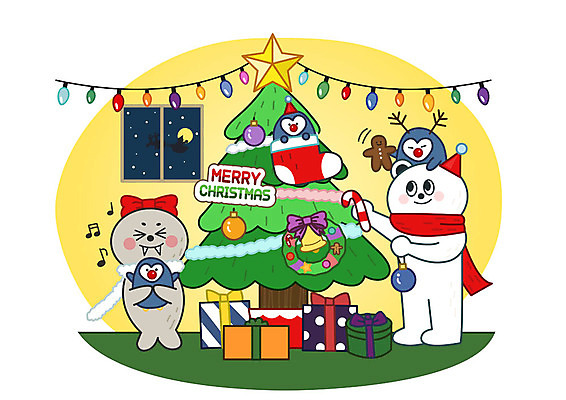 캐릭터 별 동물캐릭터 크리스마스 겨울 일러스트 전구 창문 양말 따뜻함 선물 미소 사람없음 장식 선물상자 크리스마스트리 물개 즐거움 펭귄 북극곰 꾸미기 국내일러스트 일러캐릭터 AI파일 자연요소 동물 계절 기념일 감정 곰 포유류 조류 표정 상자 바다동물 파일형식 벡터