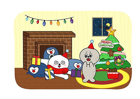 캐릭터 동물캐릭터 크리스마스 겨울 일러스트 전구 창문 따뜻함 선물 사람없음 선물상자 크리스마스트리 놀람 물개 펭귄 벽난로 북극곰 국내일러스트 일러캐릭터 AI파일 동물 계절 기념일 감정 곰 포유류 조류 표정 상자 바다동물 파일형식 벡터