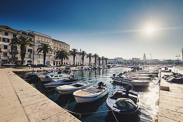 포토 JPG 주간 해외풍경 여행 유럽풍경 풍경 사람없음 야외 야자수 햇빛 항구 크로아티아 스플리트 올드타운 선박 국내포토 자연요소 나무 해외 유럽 수상교통 교통시설 태양 파일형식
