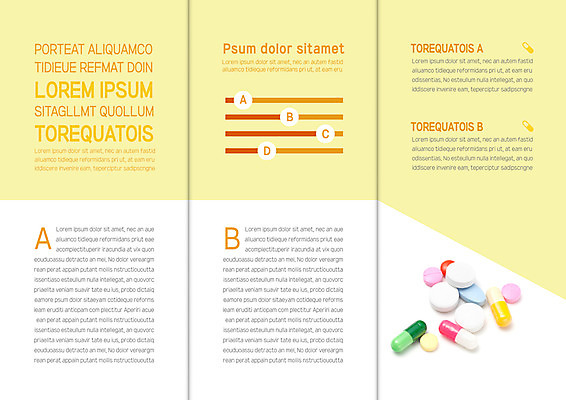 템플릿 표지디자인 북디자인 출판디자인 내지 리플렛 북커버 3단접지 의학 그래프 팜플렛 사람없음 알약 약 노란색 성분 이미지템플릿 AI파일 컬러 파일형식 벡터