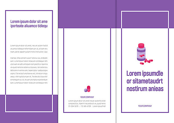템플릿 표지디자인 북디자인 출판디자인 표지 리플렛 북커버 3단접지 의학 병원 팜플렛 사람없음 알약 약 보라색 약병 이미지템플릿 AI파일 컬러 병_담는 파일형식 벡터