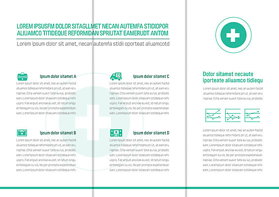 템플릿 표지디자인 북디자인 출판디자인 내지 리플렛 북커버 3단접지 그래프 병원 팜플렛 사람없음 초록색 구급상자 구급차 이미지템플릿 AI파일 컬러 의학 자동차 의료용품 파일형식 벡터