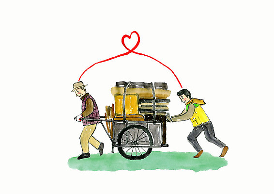 전신 PSD 노년 남자 일러스트 사람 성인 두명 수레 하트 봉사 도움 밀기 연말연시 나눔 연말 짐수레 폐지 폐지수집 국내일러스트 모양 컨셉 모션 카트 수집 파일형식