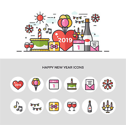 아이콘 행복 음표 초 폭죽 선물 사람없음 세트 케이크 와인 축제 달력 하트 편지 와인병 촛대 해피뉴이어 풍선 가랜드 새해선물 2019년 2D아이콘 AI파일 모양 기호 감정 음악 병_용기 디저트 새해 주류 새해인사 연도 파티용품 파일형식 벡터 명절선물