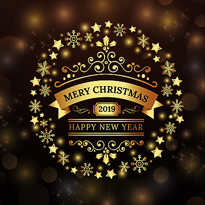 별 리본 백그라운드 크리스마스 일러스트 나뭇잎 사람없음 빛 반짝임 금색 눈송이 해피뉴이어 2019년 국내일러스트 AI파일 자연요소 기념일 컬러 잎 모션 눈_날씨 새해인사 연도 파일형식 벡터