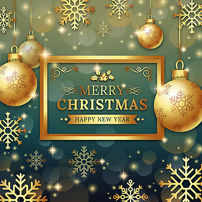 백그라운드 크리스마스 일러스트 사람없음 장식 초록색 금색 눈송이 보케 해피뉴이어 오너먼트 국내일러스트 AI파일 기념일 컬러 크리스마스장식 눈_날씨 새해인사 파일형식 벡터