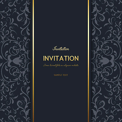 문양 무늬 패턴 일러스트 사람없음 금색 남색 청첩장 초대장 당초문 국내일러스트 AI파일 카드프레임 컬러 카드_감사 프레임 파일형식 벡터
