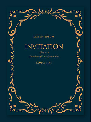 문양 무늬 패턴 일러스트 사람없음 남색 청첩장 초대장 청록색 당초문 국내일러스트 AI파일 카드프레임 컬러 카드_감사 프레임 파일형식 벡터