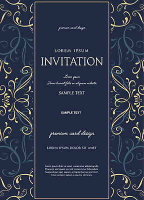 문양 무늬 패턴 일러스트 사람없음 금색 흰색 남색 청첩장 초대장 당초문 국내일러스트 AI파일 카드프레임 컬러 카드_감사 프레임 파일형식 벡터