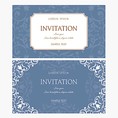 문양 하늘색 무늬 패턴 일러스트 사람없음 흰색 청첩장 초대장 당초문 국내일러스트 AI파일 카드프레임 컬러 카드_감사 프레임 파란색 파일형식 벡터