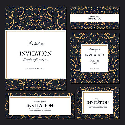 문양 무늬 패턴 일러스트 사람없음 금색 흰색 남색 청첩장 초대장 당초문 국내일러스트 AI파일 카드프레임 컬러 카드_감사 프레임 파일형식 벡터