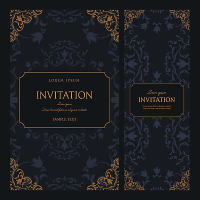 문양 무늬 패턴 일러스트 사람없음 금색 남색 청첩장 초대장 당초문 국내일러스트 AI파일 카드프레임 컬러 카드_감사 프레임 파일형식 벡터