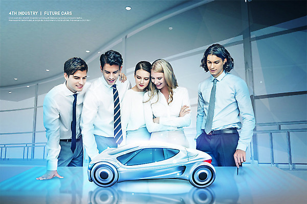 PSD 외국인 백인 편집이미지 응시 여자 남자 비즈니스 자동차 미래 서기 웃음 여러명 상반신 20대 성인 앞모습 파란색 팔짱 디지털 스마트 홀로그램 4차산업 미래산업 이미지편집 서양인 시선 산업 육상교통 뷰포인트 컬러 다수 컨셉 모션 표정 사람 인종 청년 파일형식