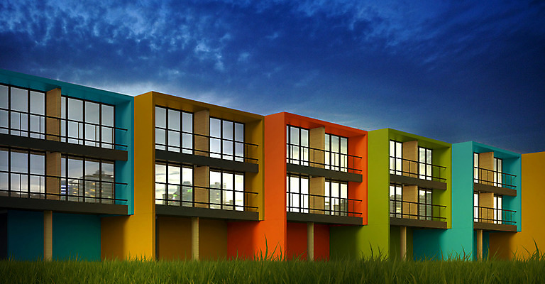 PSD 나무 구름 편집이미지 건축 주택 빌딩 사람없음 야외 건물 컬러풀 반사 3D소스 3D 발코니 도시 야간 디지털합성 연립주택 편집3D 자연요소 식물 건축물 컬러 파일형식